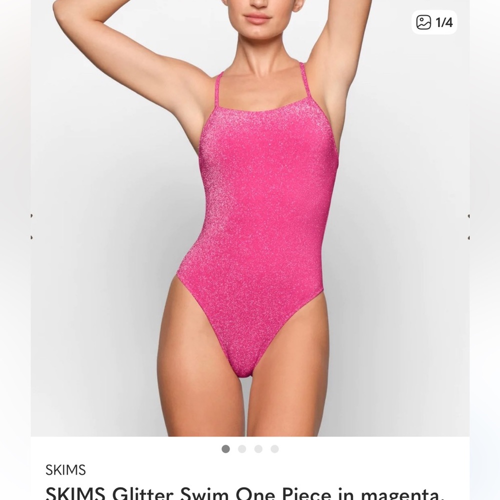 SKIMS Glitter One-Piece Swimsuit in Magenta Pink